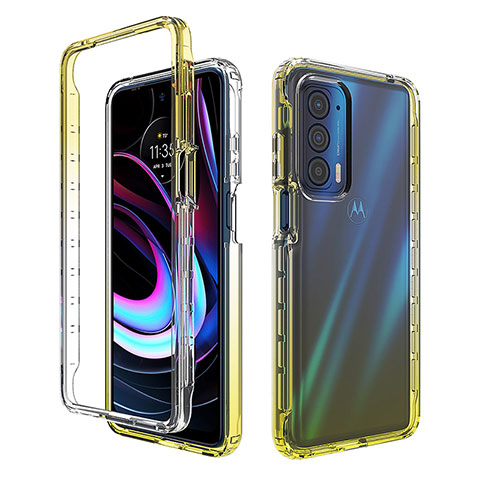 Funda Silicona Carcasa Ultrafina Transparente Goma Frontal y Trasera 360 Grados Gradiente para Motorola Moto Edge (2021) 5G Amarillo