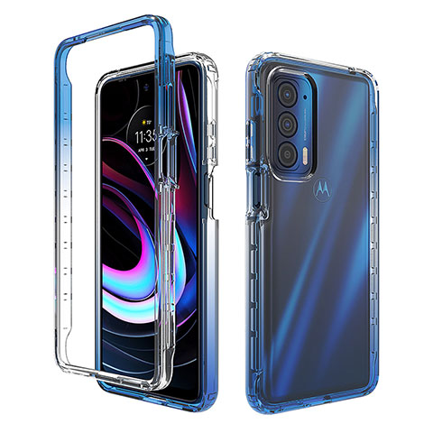 Funda Silicona Carcasa Ultrafina Transparente Goma Frontal y Trasera 360 Grados Gradiente para Motorola Moto Edge (2021) 5G Azul