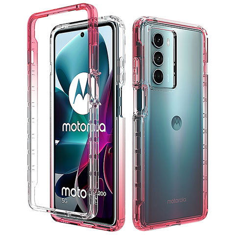 Funda Silicona Carcasa Ultrafina Transparente Goma Frontal y Trasera 360 Grados Gradiente para Motorola Moto Edge S30 5G Rojo