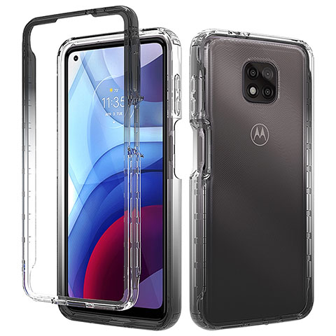 Funda Silicona Carcasa Ultrafina Transparente Goma Frontal y Trasera 360 Grados Gradiente para Motorola Moto G Power (2021) Negro