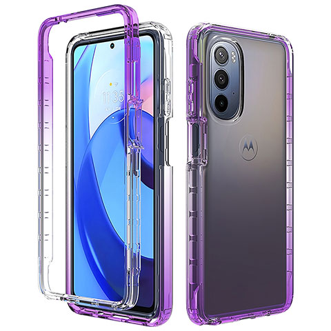 Funda Silicona Carcasa Ultrafina Transparente Goma Frontal y Trasera 360 Grados Gradiente para Motorola Moto G Stylus (2022) 5G Morado