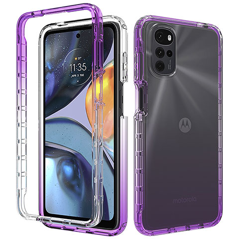 Funda Silicona Carcasa Ultrafina Transparente Goma Frontal y Trasera 360 Grados Gradiente para Motorola Moto G22 Morado