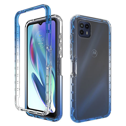 Funda Silicona Carcasa Ultrafina Transparente Goma Frontal y Trasera 360 Grados Gradiente para Motorola Moto G50 5G Azul