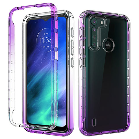 Funda Silicona Carcasa Ultrafina Transparente Goma Frontal y Trasera 360 Grados Gradiente para Motorola Moto One Fusion Morado