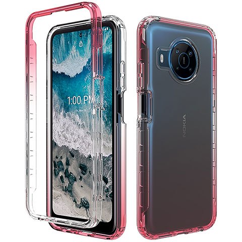 Funda Silicona Carcasa Ultrafina Transparente Goma Frontal y Trasera 360 Grados Gradiente para Nokia X100 5G Rojo