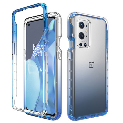 Funda Silicona Carcasa Ultrafina Transparente Goma Frontal y Trasera 360 Grados Gradiente para OnePlus 9 Pro 5G Azul