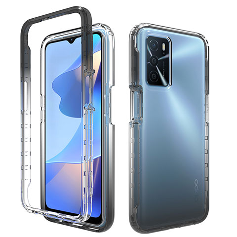 Funda Silicona Carcasa Ultrafina Transparente Goma Frontal y Trasera 360 Grados Gradiente para Oppo A16 Negro