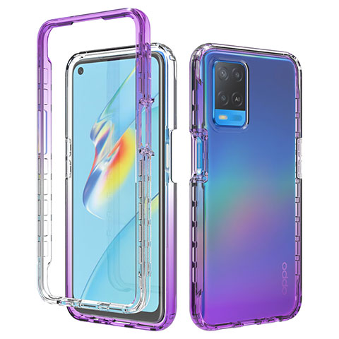 Funda Silicona Carcasa Ultrafina Transparente Goma Frontal y Trasera 360 Grados Gradiente para Oppo A54 4G Morado