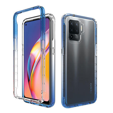 Funda Silicona Carcasa Ultrafina Transparente Goma Frontal y Trasera 360 Grados Gradiente para Oppo Reno5 Lite Azul