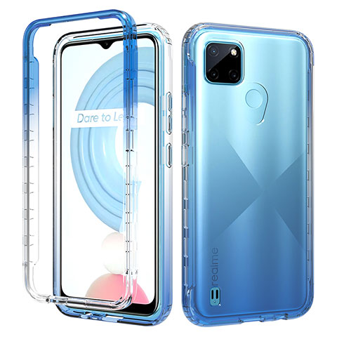 Funda Silicona Carcasa Ultrafina Transparente Goma Frontal y Trasera 360 Grados Gradiente para Realme C21Y Azul