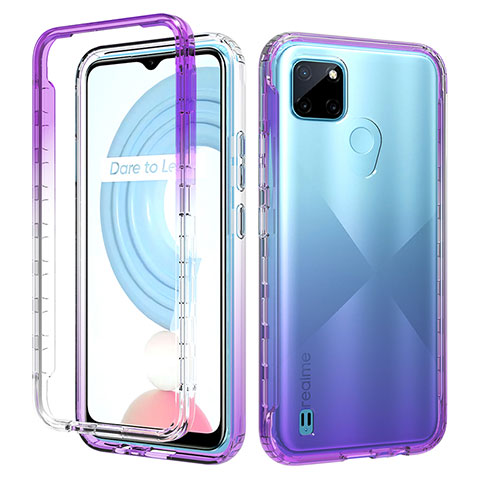 Funda Silicona Carcasa Ultrafina Transparente Goma Frontal y Trasera 360 Grados Gradiente para Realme C25Y India Morado