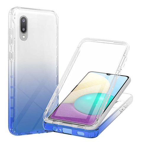 Funda Silicona Carcasa Ultrafina Transparente Goma Frontal y Trasera 360 Grados Gradiente para Samsung Galaxy A02 Azul