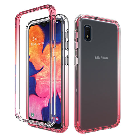 Funda Silicona Carcasa Ultrafina Transparente Goma Frontal y Trasera 360 Grados Gradiente para Samsung Galaxy A10e Rojo