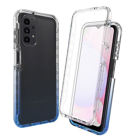 Funda Silicona Carcasa Ultrafina Transparente Goma Frontal y Trasera 360 Grados Gradiente para Samsung Galaxy A13 4G Azul