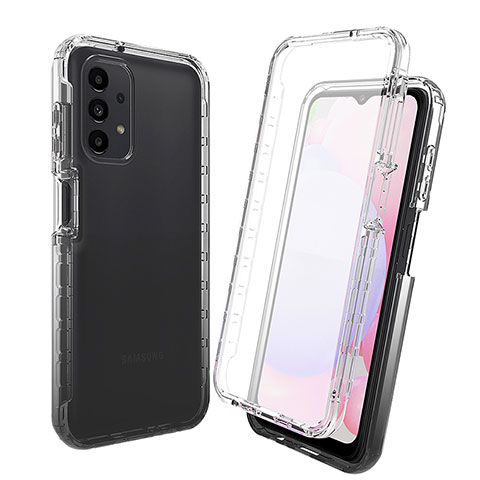 Funda Silicona Carcasa Ultrafina Transparente Goma Frontal y Trasera 360 Grados Gradiente para Samsung Galaxy A13 4G Gris Oscuro