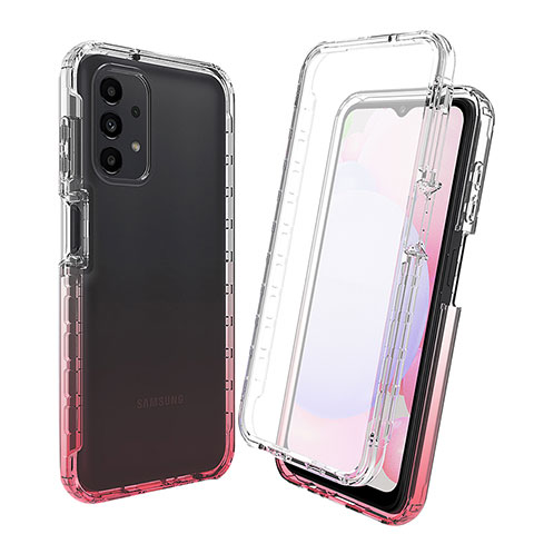 Funda Silicona Carcasa Ultrafina Transparente Goma Frontal y Trasera 360 Grados Gradiente para Samsung Galaxy A13 4G Rojo