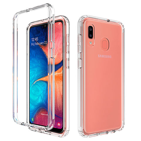 Funda Silicona Carcasa Ultrafina Transparente Goma Frontal y Trasera 360 Grados Gradiente para Samsung Galaxy A20 Claro