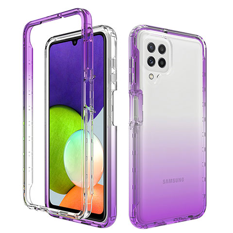 Funda Silicona Carcasa Ultrafina Transparente Goma Frontal y Trasera 360 Grados Gradiente para Samsung Galaxy A22 4G Morado