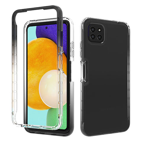 Funda Silicona Carcasa Ultrafina Transparente Goma Frontal y Trasera 360 Grados Gradiente para Samsung Galaxy A22s 5G Gris Oscuro