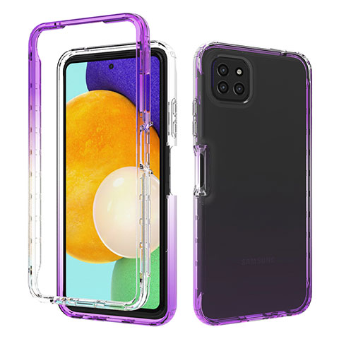 Funda Silicona Carcasa Ultrafina Transparente Goma Frontal y Trasera 360 Grados Gradiente para Samsung Galaxy A22s 5G Morado