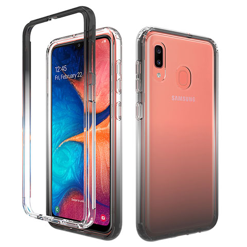 Funda Silicona Carcasa Ultrafina Transparente Goma Frontal y Trasera 360 Grados Gradiente para Samsung Galaxy A30 Gris Oscuro