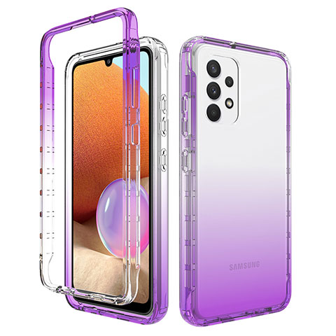 Funda Silicona Carcasa Ultrafina Transparente Goma Frontal y Trasera 360 Grados Gradiente para Samsung Galaxy A32 4G Morado