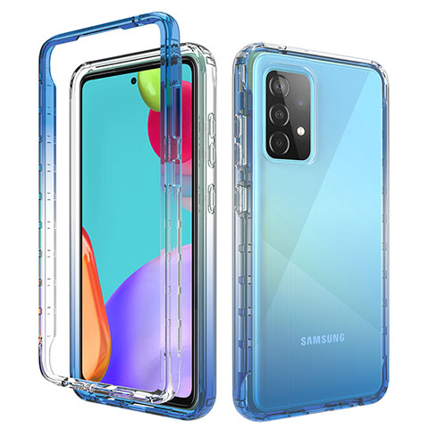 Funda Silicona Carcasa Ultrafina Transparente Goma Frontal y Trasera 360 Grados Gradiente para Samsung Galaxy A52 4G Azul