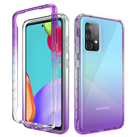 Funda Silicona Carcasa Ultrafina Transparente Goma Frontal y Trasera 360 Grados Gradiente para Samsung Galaxy A52 4G Morado