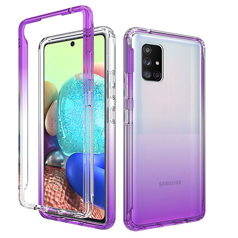 Funda Silicona Carcasa Ultrafina Transparente Goma Frontal y Trasera 360 Grados Gradiente para Samsung Galaxy A71 5G Morado