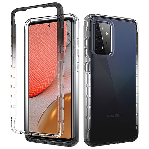 Funda Silicona Carcasa Ultrafina Transparente Goma Frontal y Trasera 360 Grados Gradiente para Samsung Galaxy A72 5G Gris Oscuro