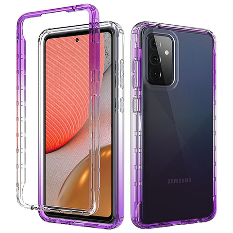 Funda Silicona Carcasa Ultrafina Transparente Goma Frontal y Trasera 360 Grados Gradiente para Samsung Galaxy A72 5G Morado