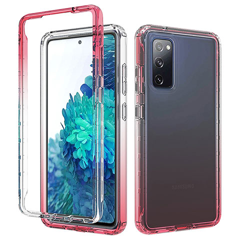 Funda Silicona Carcasa Ultrafina Transparente Goma Frontal y Trasera 360 Grados Gradiente para Samsung Galaxy S20 FE 4G Rojo