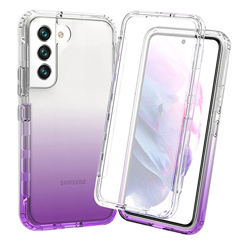 Funda Silicona Carcasa Ultrafina Transparente Goma Frontal y Trasera 360 Grados Gradiente para Samsung Galaxy S21 FE 5G Morado