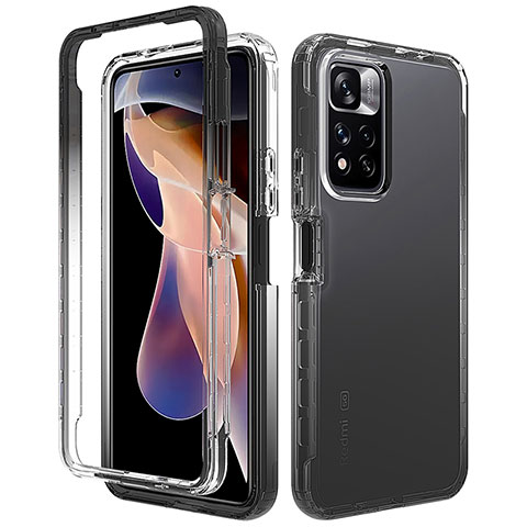 Funda Silicona Carcasa Ultrafina Transparente Goma Frontal y Trasera 360 Grados Gradiente para Xiaomi Mi 11i 5G (2022) Gris Oscuro