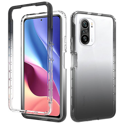 Funda Silicona Carcasa Ultrafina Transparente Goma Frontal y Trasera 360 Grados Gradiente para Xiaomi Poco F3 5G Gris Oscuro