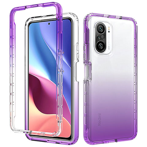 Funda Silicona Carcasa Ultrafina Transparente Goma Frontal y Trasera 360 Grados Gradiente para Xiaomi Poco F3 5G Morado