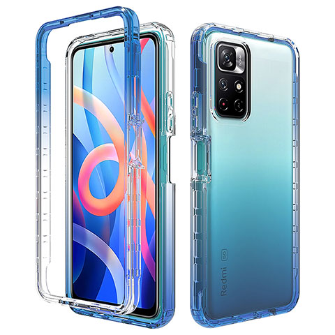 Funda Silicona Carcasa Ultrafina Transparente Goma Frontal y Trasera 360 Grados Gradiente para Xiaomi Poco M4 Pro 5G Azul