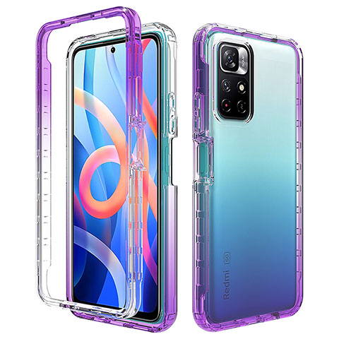 Funda Silicona Carcasa Ultrafina Transparente Goma Frontal y Trasera 360 Grados Gradiente para Xiaomi Poco M4 Pro 5G Morado