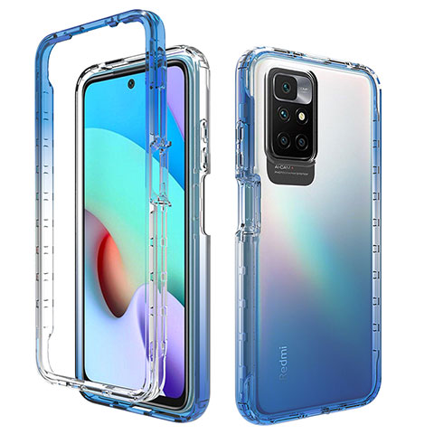 Funda Silicona Carcasa Ultrafina Transparente Goma Frontal y Trasera 360 Grados Gradiente para Xiaomi Redmi 10 4G Azul