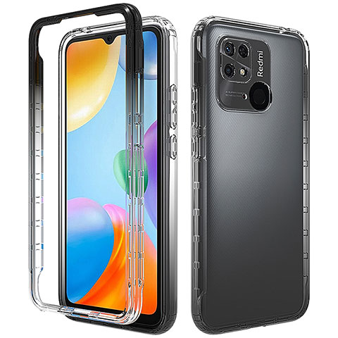 Funda Silicona Carcasa Ultrafina Transparente Goma Frontal y Trasera 360 Grados Gradiente para Xiaomi Redmi 10 India Gris Oscuro