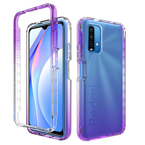 Funda Silicona Carcasa Ultrafina Transparente Goma Frontal y Trasera 360 Grados Gradiente para Xiaomi Redmi 9 Power Morado