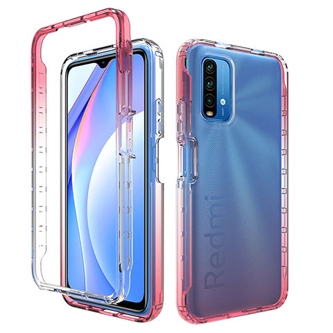 Funda Silicona Carcasa Ultrafina Transparente Goma Frontal y Trasera 360 Grados Gradiente para Xiaomi Redmi 9 Power Rojo