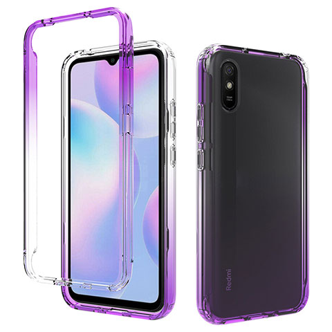 Funda Silicona Carcasa Ultrafina Transparente Goma Frontal y Trasera 360 Grados Gradiente para Xiaomi Redmi 9A Morado