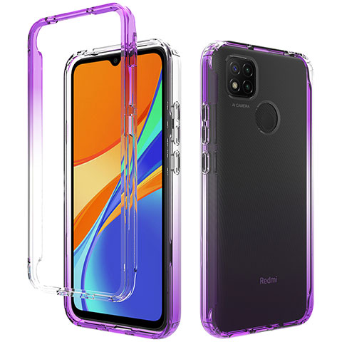 Funda Silicona Carcasa Ultrafina Transparente Goma Frontal y Trasera 360 Grados Gradiente para Xiaomi Redmi 9C Morado