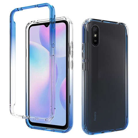 Funda Silicona Carcasa Ultrafina Transparente Goma Frontal y Trasera 360 Grados Gradiente para Xiaomi Redmi 9i Azul