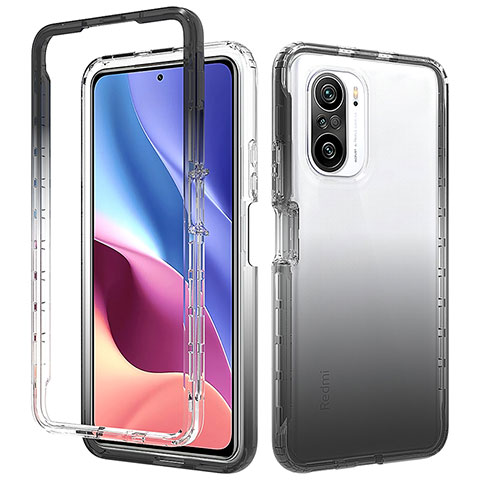 Funda Silicona Carcasa Ultrafina Transparente Goma Frontal y Trasera 360 Grados Gradiente para Xiaomi Redmi K40 Pro 5G Gris Oscuro