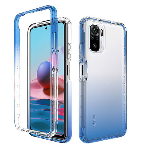 Funda Silicona Carcasa Ultrafina Transparente Goma Frontal y Trasera 360 Grados Gradiente para Xiaomi Redmi Note 10 4G Azul