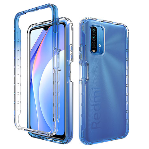 Funda Silicona Carcasa Ultrafina Transparente Goma Frontal y Trasera 360 Grados Gradiente para Xiaomi Redmi Note 9 4G Azul