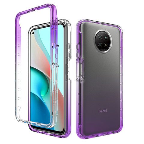 Funda Silicona Carcasa Ultrafina Transparente Goma Frontal y Trasera 360 Grados Gradiente para Xiaomi Redmi Note 9 5G Morado