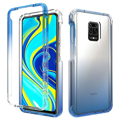 Funda Silicona Carcasa Ultrafina Transparente Goma Frontal y Trasera 360 Grados Gradiente para Xiaomi Redmi Note 9 Pro Azul